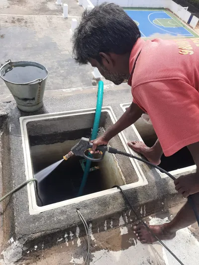 Manual cleaning team at work